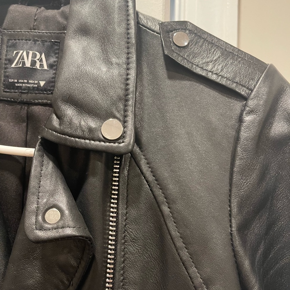 Zara Black Leather Jacket - Picture 6 of 7